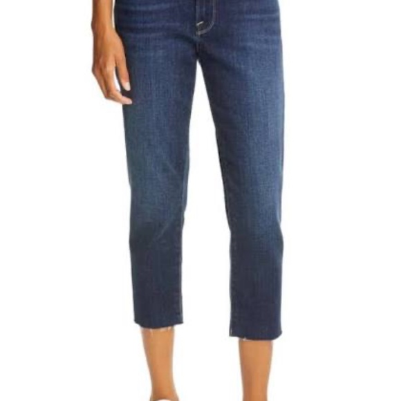 FRAME Le Beau Crop Raw Hem Denim Jeans Size 31 Ret $220 - Picture 2 of 9